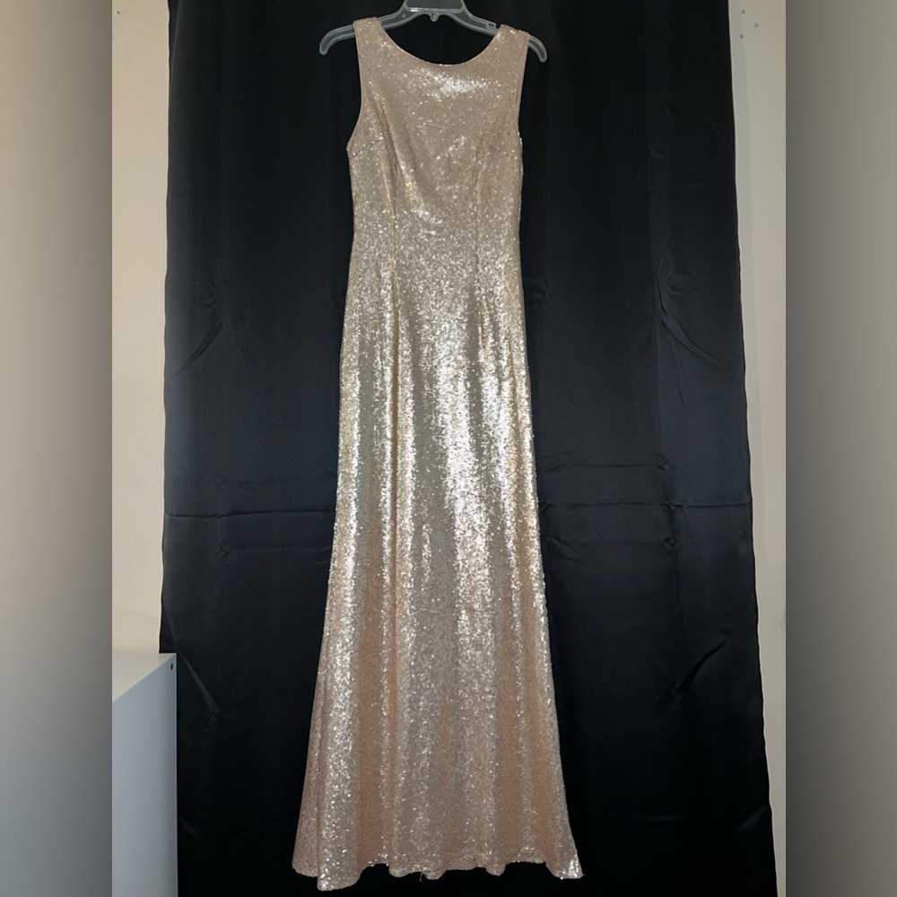 Lulu’s Rose Gold Sequined Maxi Dress